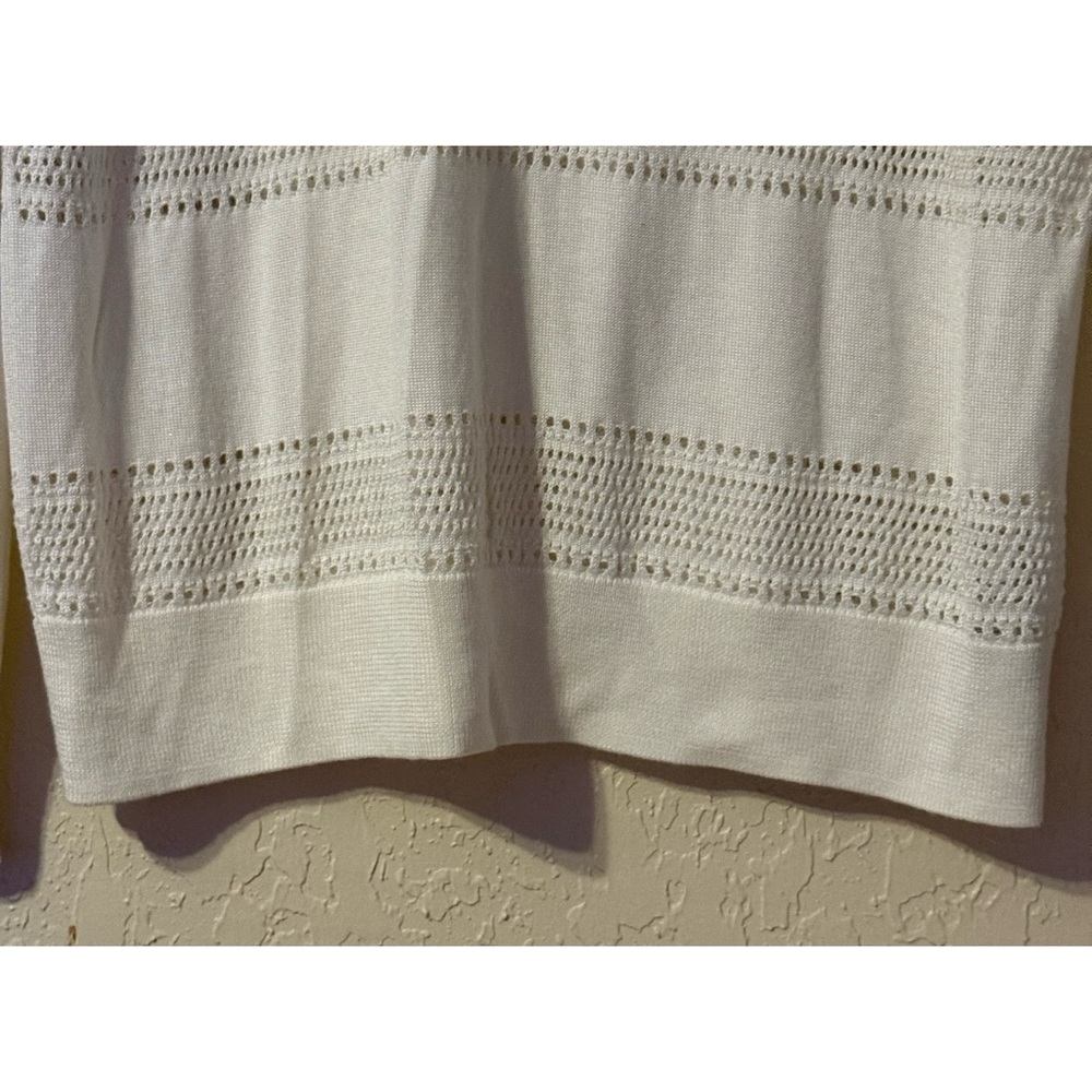 Athleta Elegant Cream Knit Sweater Long Sleeves Lightweight Size L - Picture 4 of 7